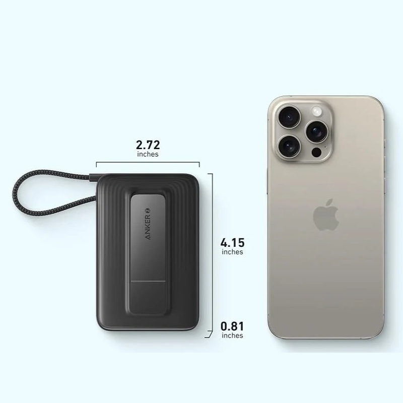 Anker Zolo Power Bank (10K, Magnetic, Built-In USB-C Cable) A1685